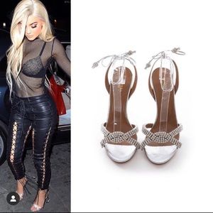 Aquazzura Aquacrystal Strap Tie Ankle Pump Silver 38 8 Owned By Kylie Jenner
